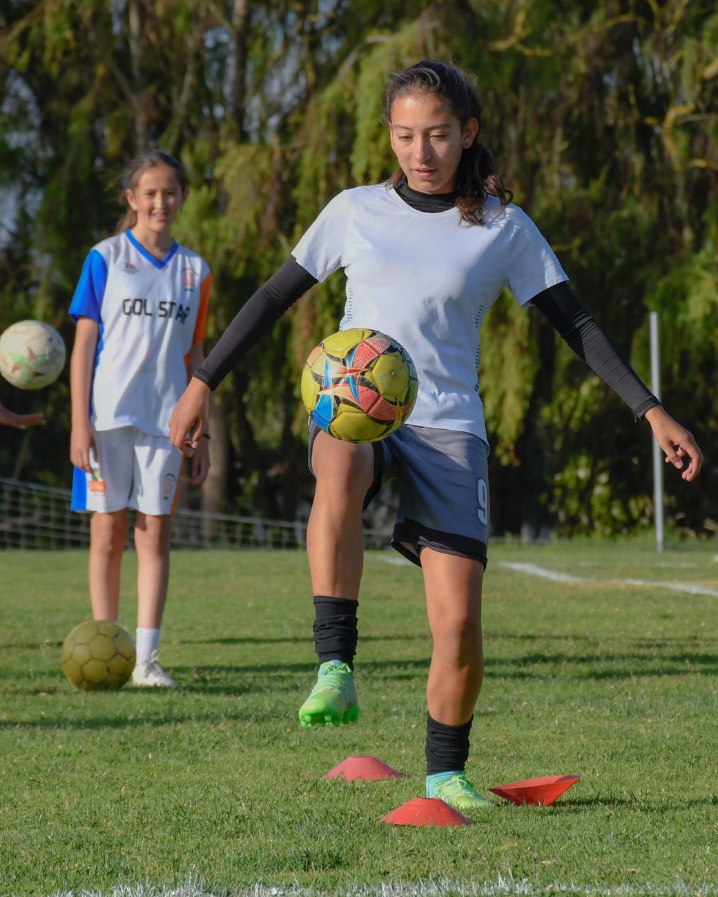 woman playing football
