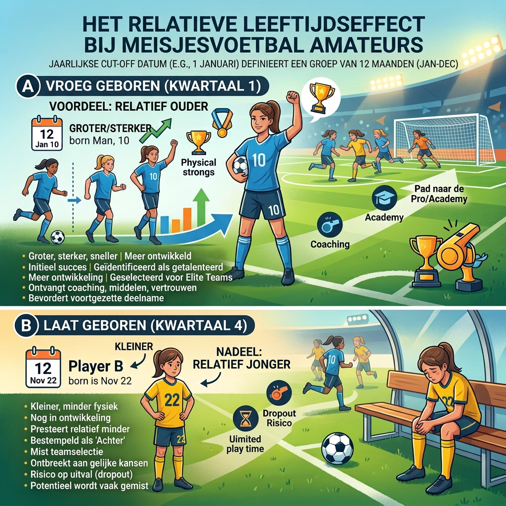 Comparison of early-born and late-born female amateur soccer players showing physical, developmental, and selection differences